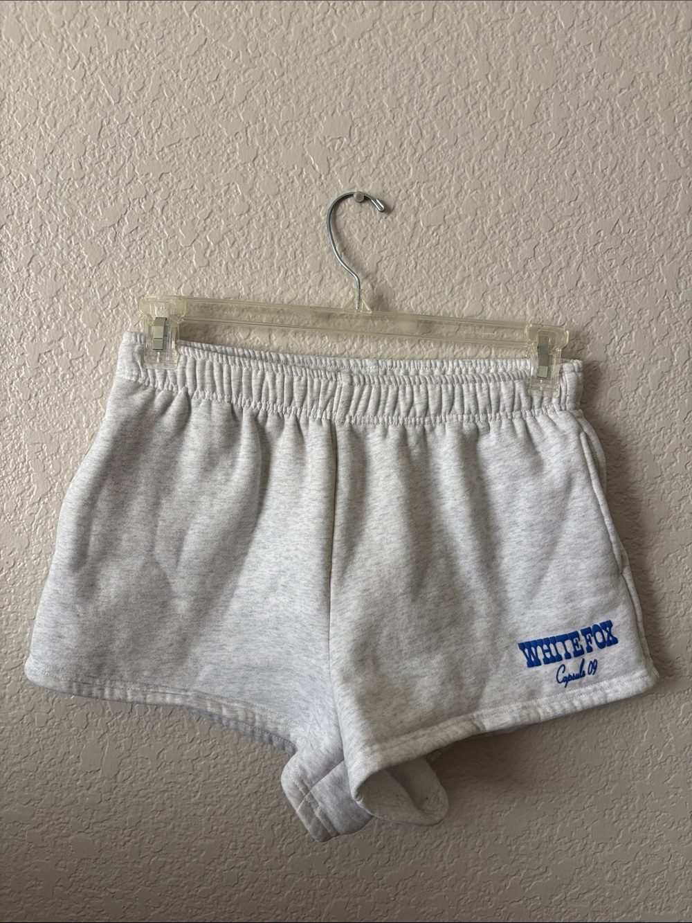 White Fox Boutique Light Gray Logo Elastic Waist Athletic Shorts - S/M